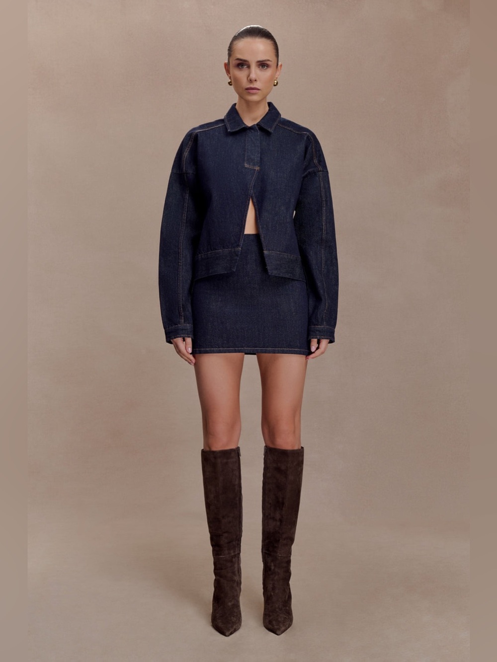 Meshki Olandria Oversized Washed Indigo Blue Jacket Top size S